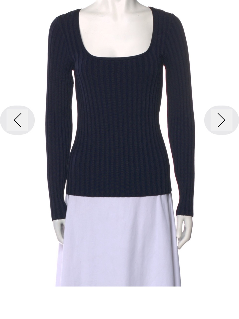 Veronica Beard Dark Blue Ribbed Scoop Neck Women's Top - Medium